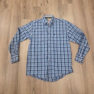 Wrangler George Strait Mens Med Long Sleeve Plaid Shirt Western